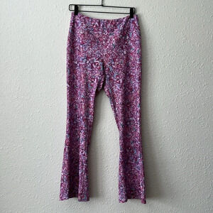 Ala Von Auersperg Elaine Stretch Knit Pants Purple Floral Size Large